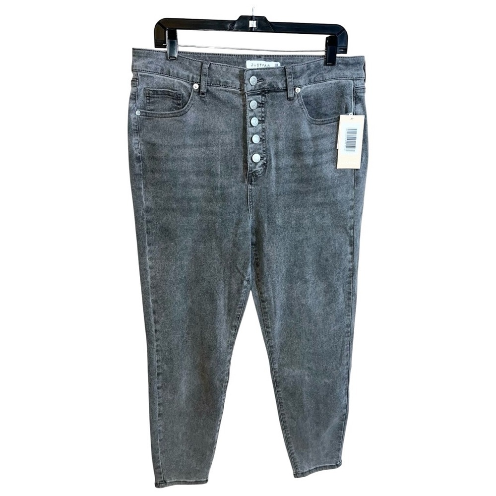 Just Fab Jeans Women’s Size 34 Gray Button Fly Straight 34x28 New